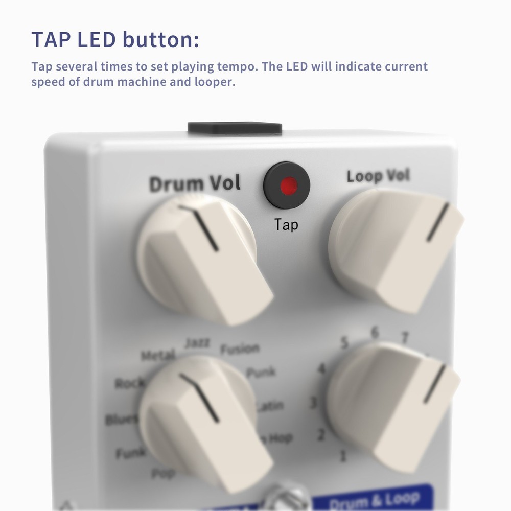 PockDrum Drum & Loop Guitar Effect Pedal 3 Modes 11 Drum Styles 11 L6F7