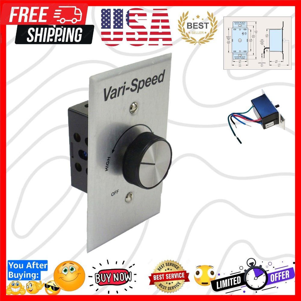 Solid State Variable Speed AC Electric Motor Control, 6.0 Max amp, 115V, K177...