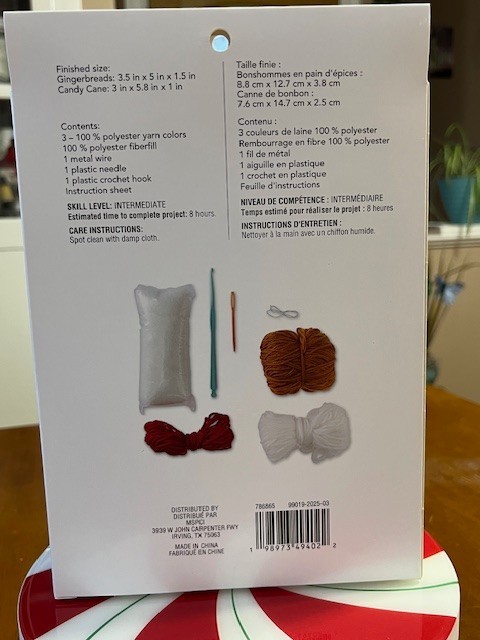 Intermediate Gingerbread Cookies &Candy Cane Crochet Ornament Kit Loops & Thread