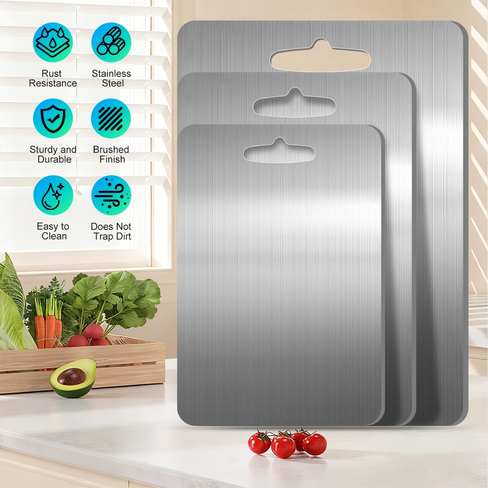 Tabla de Cortar Titanio 100% Puro Para Cocina, Bloque de Carnicero, S/M/L