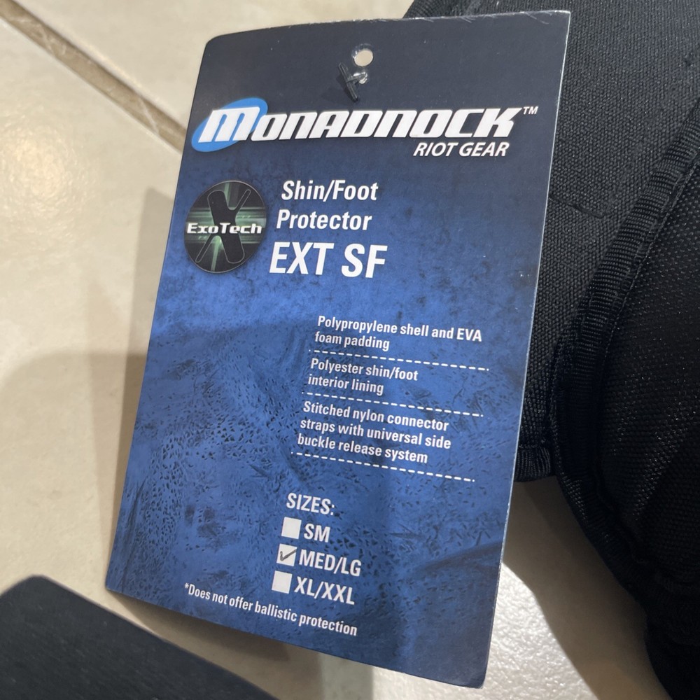 Monadnock Exotech Hard-Shell Shin/Foot Guards Size Medium-Large New w/Tags
