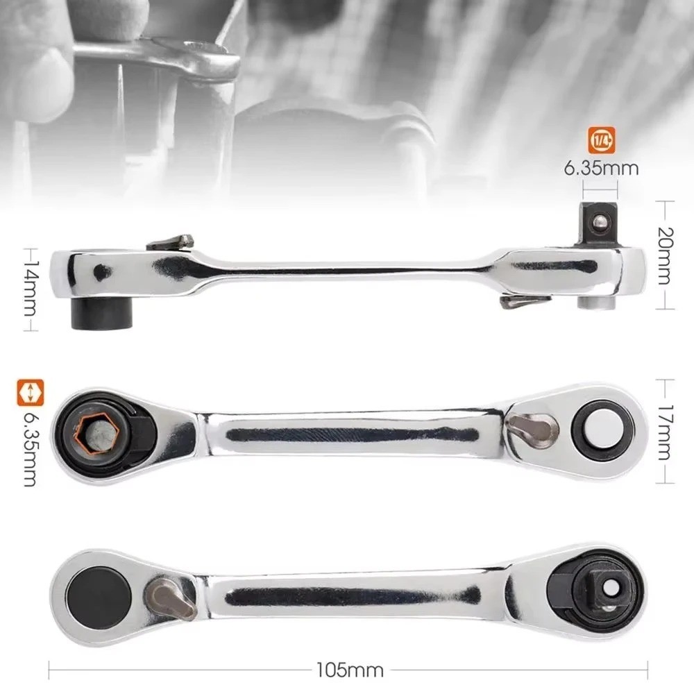 Mini 1/4 Ratchet Wrench Double Ended Quick Socket Tool for Hex Screwdriver USA