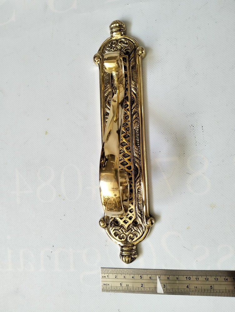 Pair of Cast Victorian Door Handle Pulls — Solid Brass, 11.5" Heavy GRABS (2)