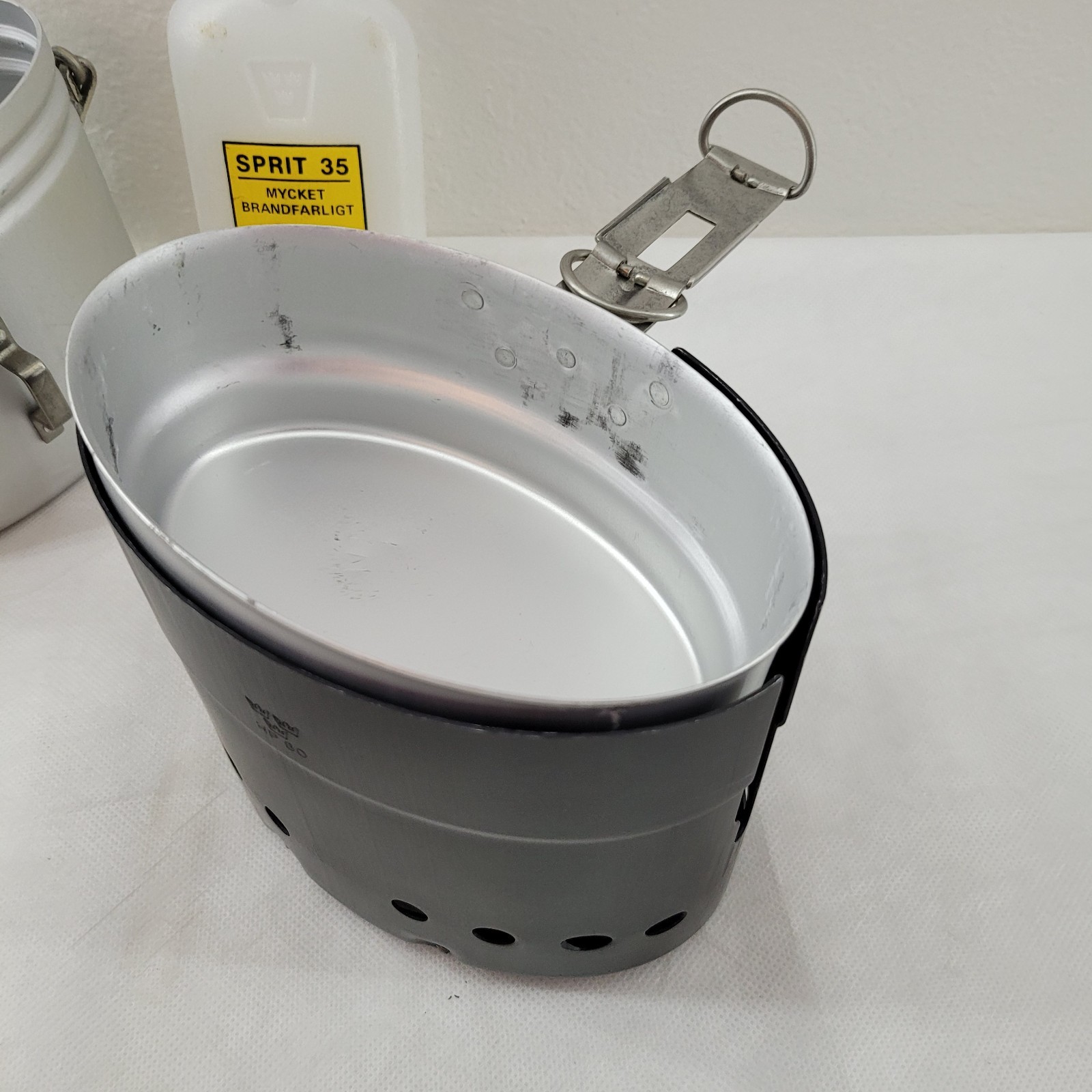 60s -80s Swedish Army Trangia Windshield Stove + Mess Kit + Burner + Bottle NOS