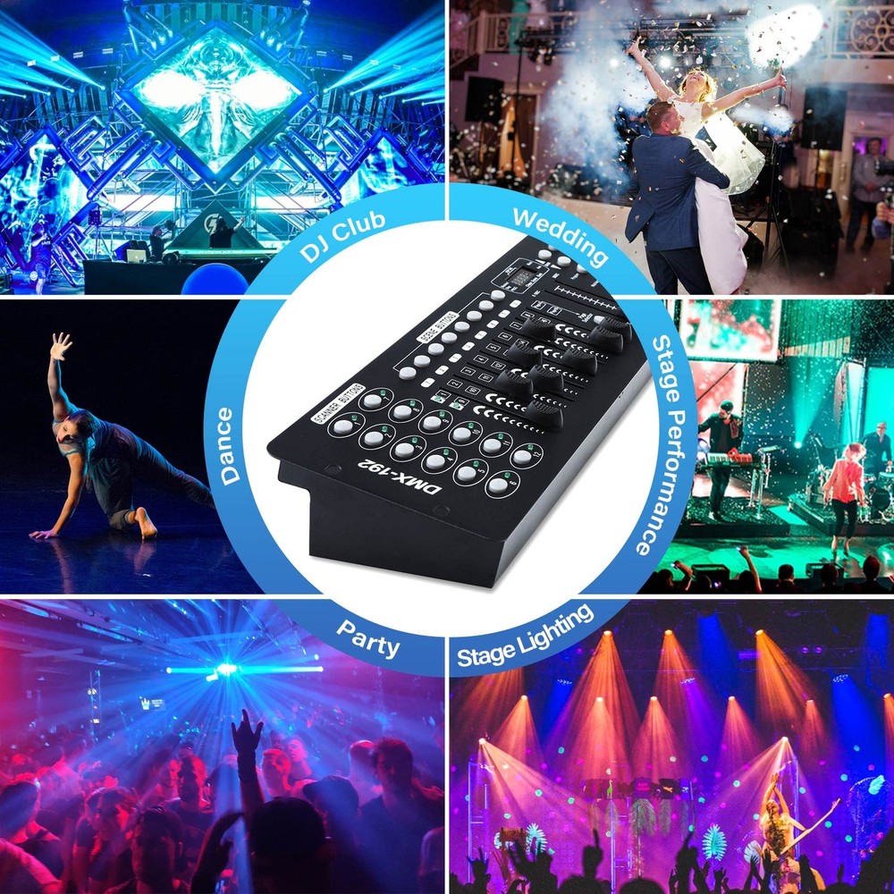 TCFUNDY DMX 512 Controller, 192 Channel DMX Light Controller Stage Lighting Cons