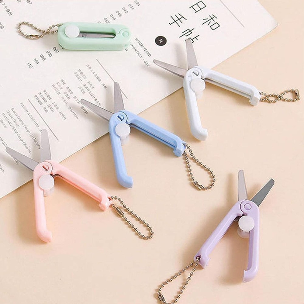 2Pcs White Folding Scissors Safe Portable Travel Scissors Foldable Telescopic...