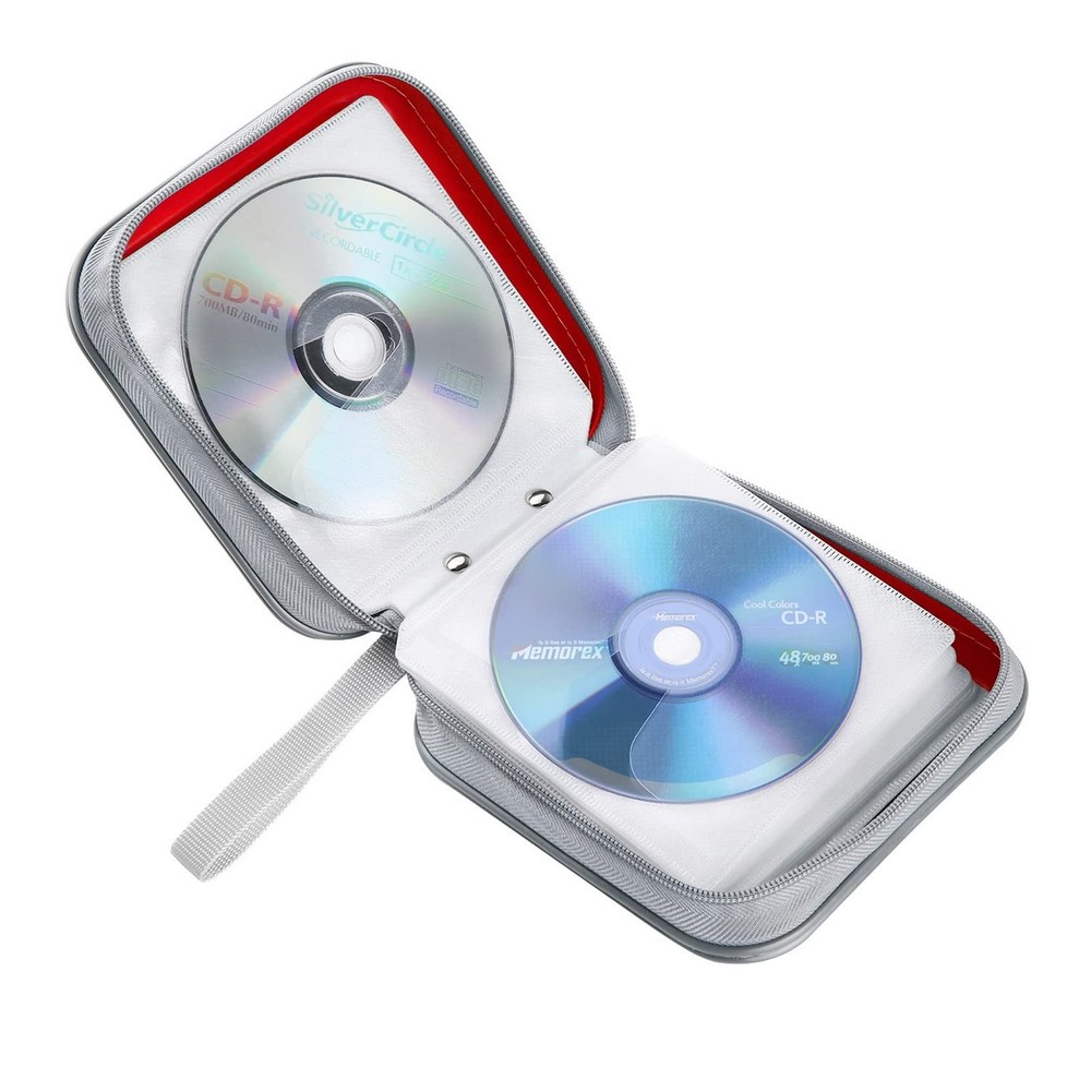 CD Case, 40 Capacity CD/DVD Case Holders Wallet Hard Plastic DVD Disc Cases S...