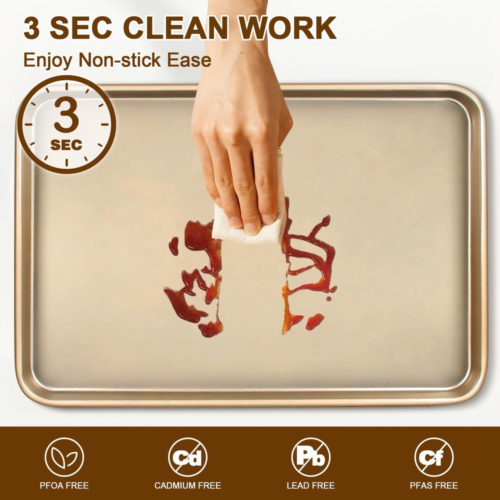 Baking Pan Set of 2, Commercial Cookie Sheets for Baking, Nonstick Carbon Ste...