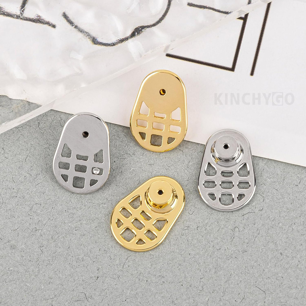 , 4 Pack Earring Backs Locking Support Droop Proof White Gold Plated Sturdy Wate