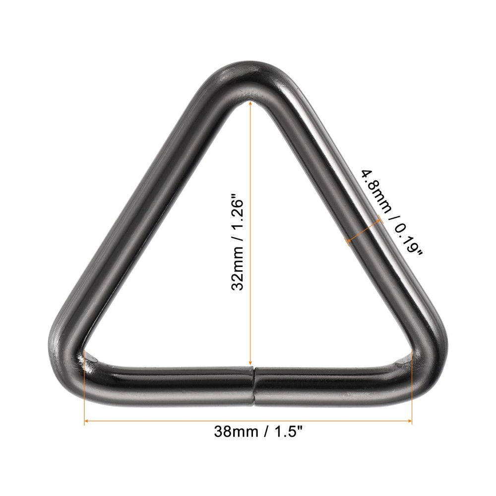 Metal Triangle Buckle 38mm Inner Width Dark Grey 6pcs