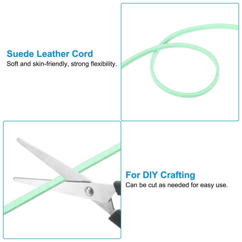 Suede Lanyard String with Roll Spool 98 Yard, Flat Microfiber Cord, Light Green