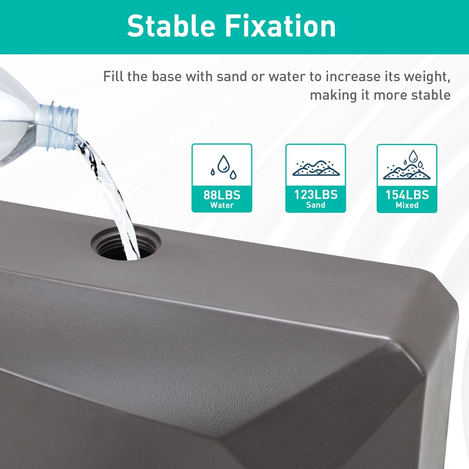 Patio Umbrella Base With Wheels Heavy Duty Fillable Market Umbrella Stand Brown