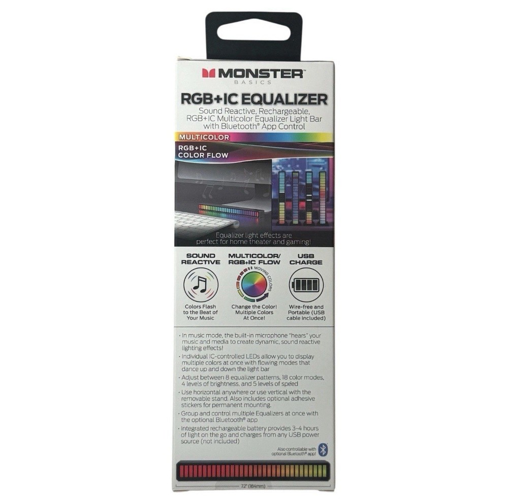 Monster Basics Sound Reactive Rechargeable RGB+IC Multicolor Equalizer
