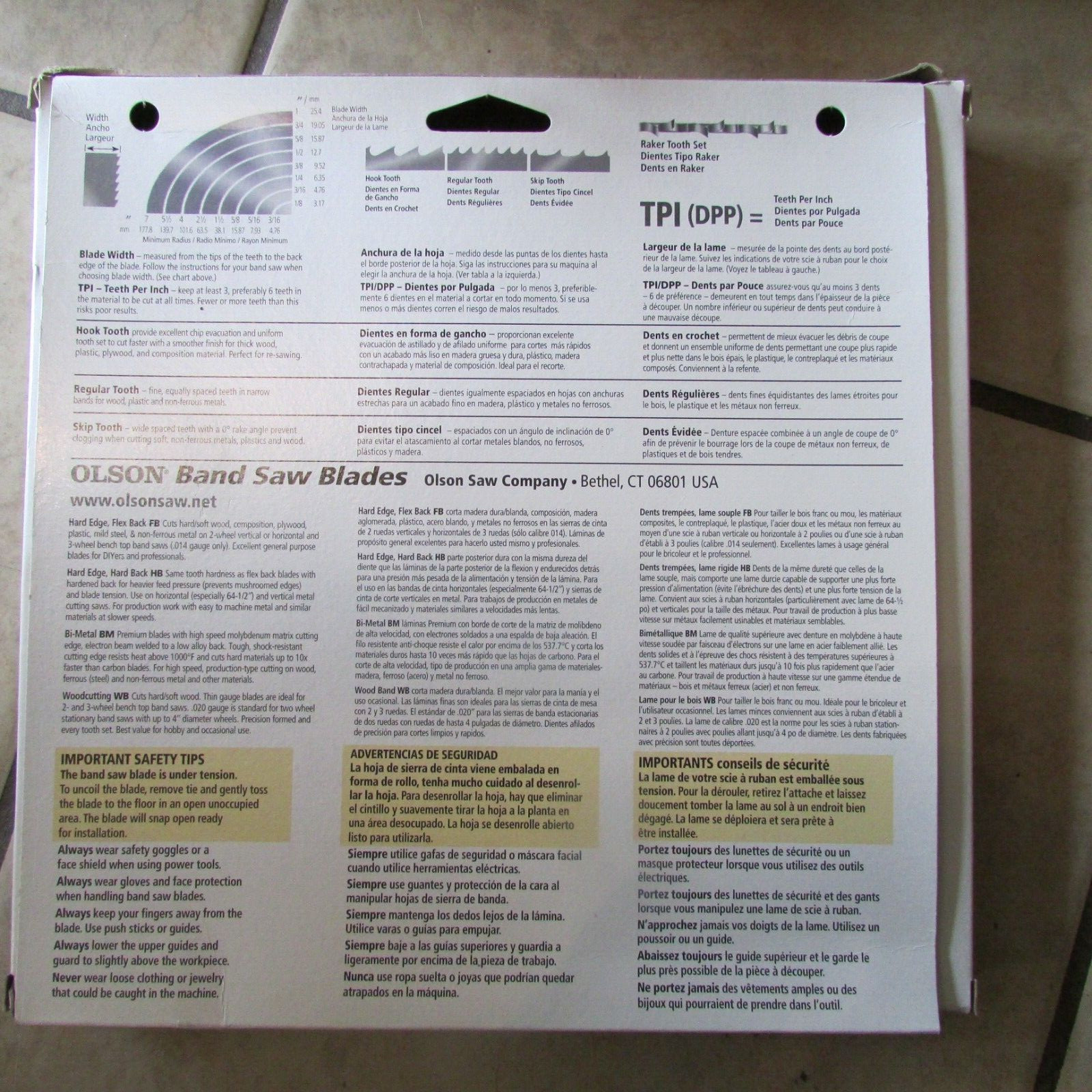 Olson Band Saw Blades - Wood Band - #2033769 - 80" Long - 0.25 Wide (B 93)