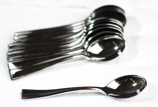 Small, Elegant & Reusable Silver Plastic Hors D'oevres Spoons