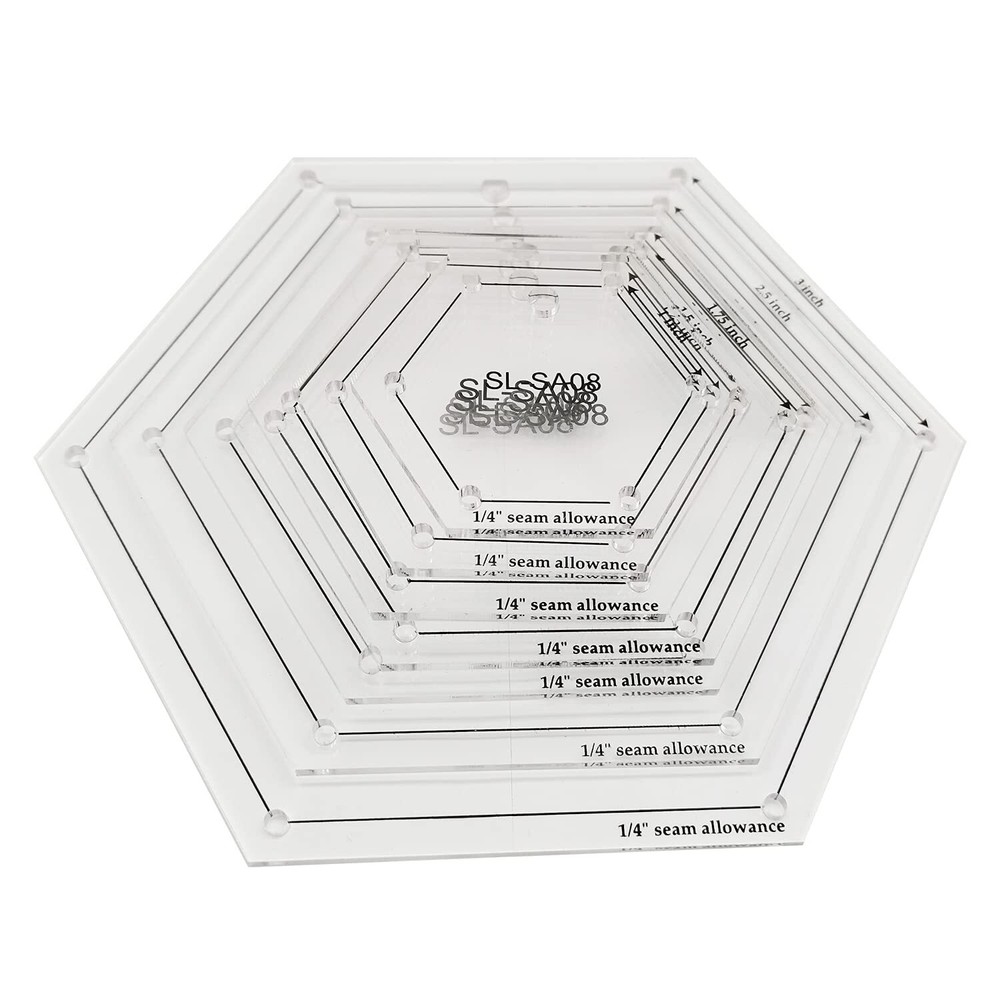 Mini Hexagon Quilting Template Set for Sewing Machine 8pcs per Set