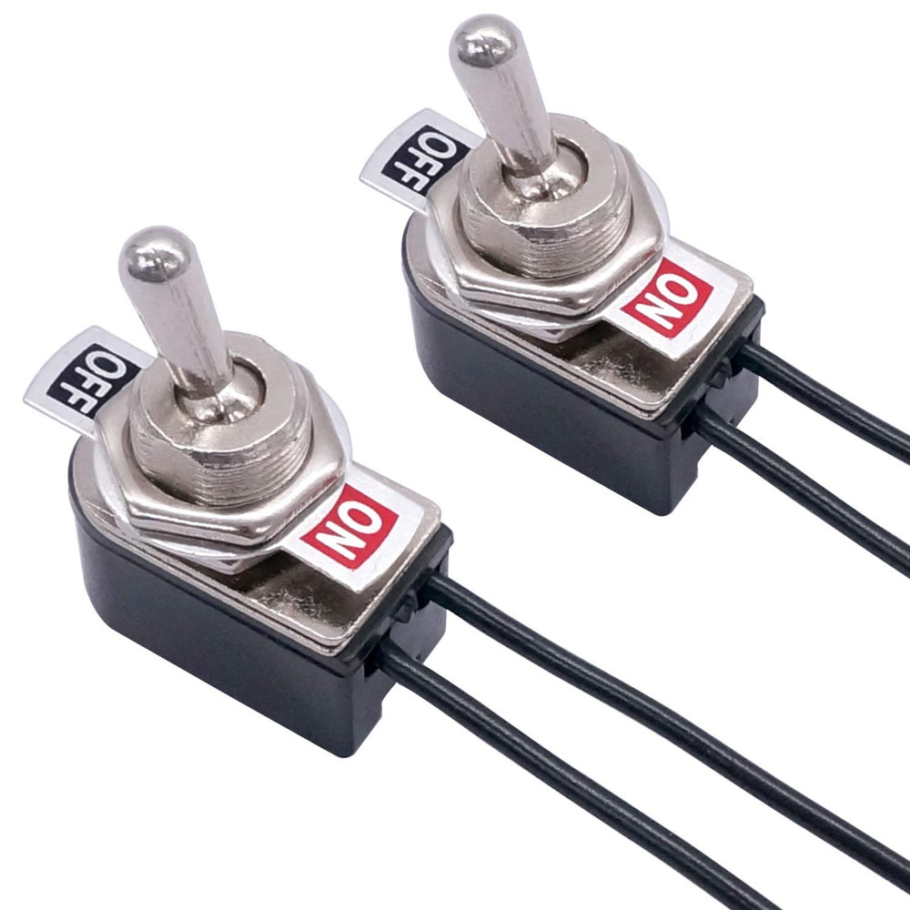 2Pcs Toggle Switch SPST 2 Position Latching On/Off 6A AC 125V /10A DC 12V Toggle