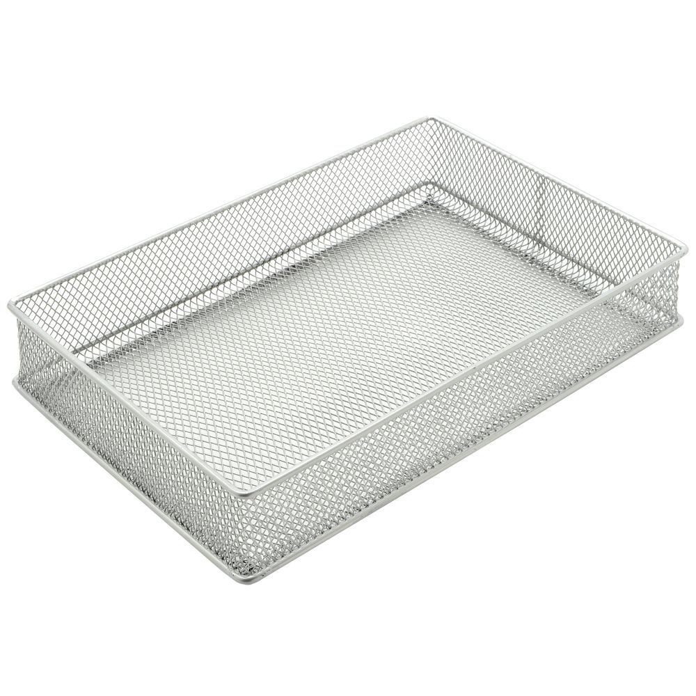 Small Rectangular Silver Mesh Basket - 6"L x 9"W x 2"H