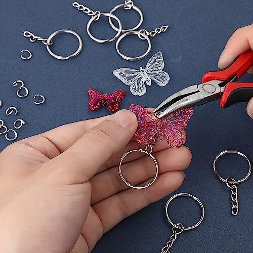 50Sets 1 inch Keychain Rings Silver Split Round Key Ring with Chain and Open
