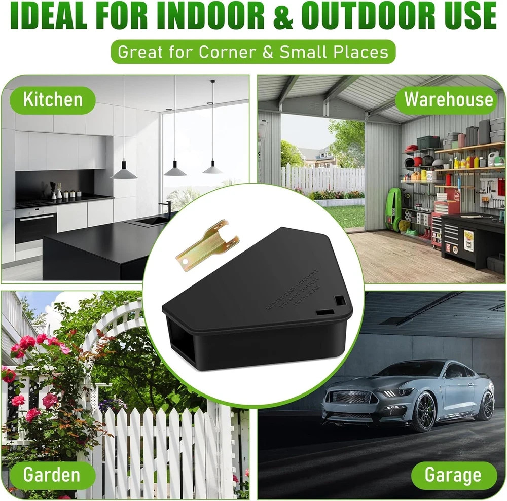 24 Pack Mice Bait Stations with Keys, Triangle Mouse Stations, Reusable Mouse St