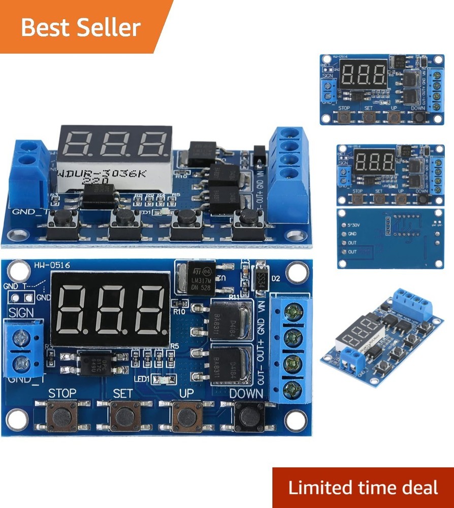 Versatile DC 5V-36V Relay Timer Module with LED Display - Powerful Control