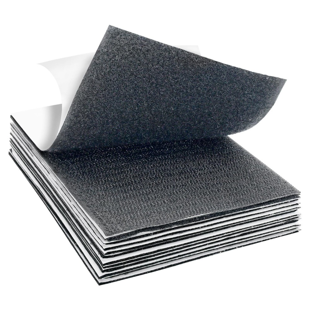 12 Sets  4x6 inch Hook and Loop Strips with Adhesive,Black Hook and Loop Self...