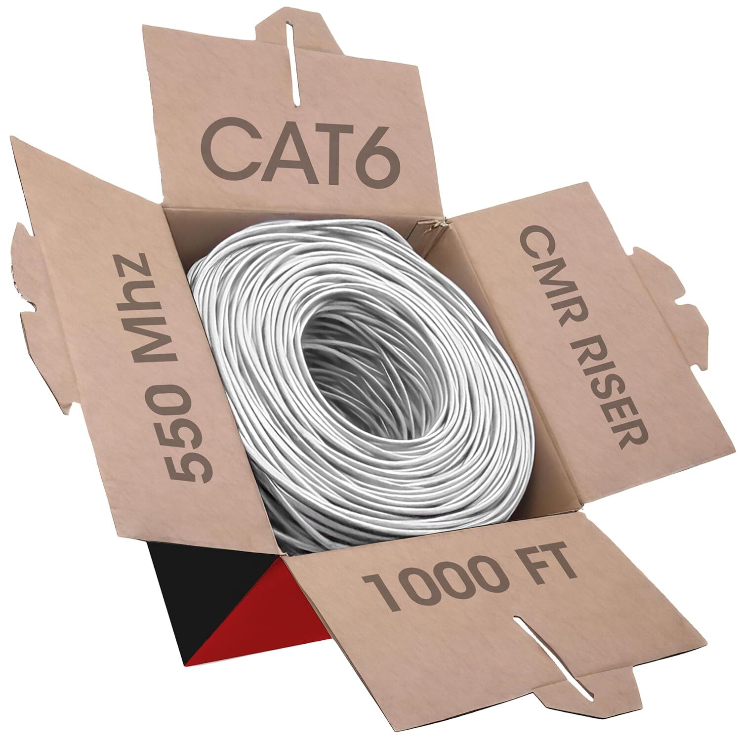 Cat6 Cable 1000ft 23AWG Solid 4 Pair Bulk Cat 6 Ethernet Cable (UTP CMR) 550MHz
