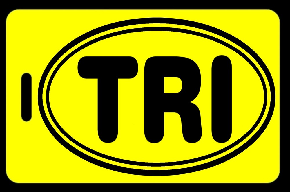 Safety Yellow "TRI" Triathlon Bag Tag - Free Personalization