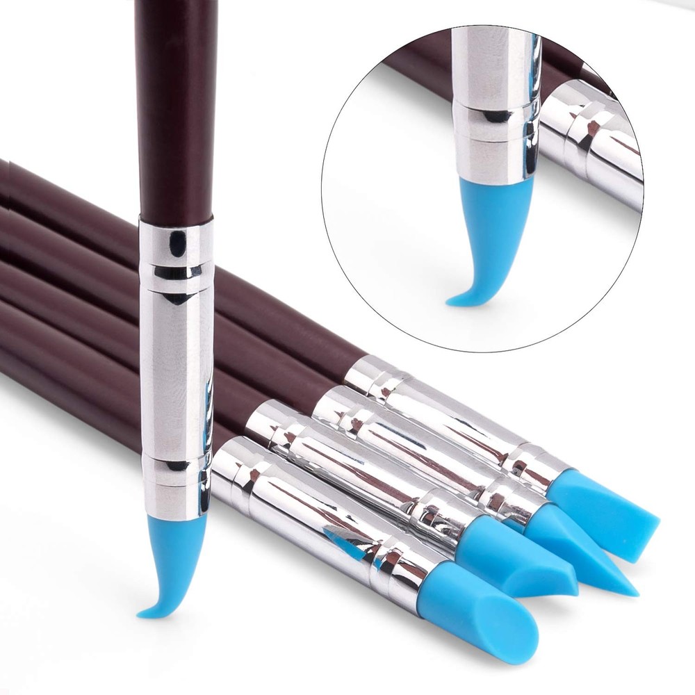 10Pcs Silicone Clay Sculpting Tool, Modeling Dotting Tool& dark red, blue