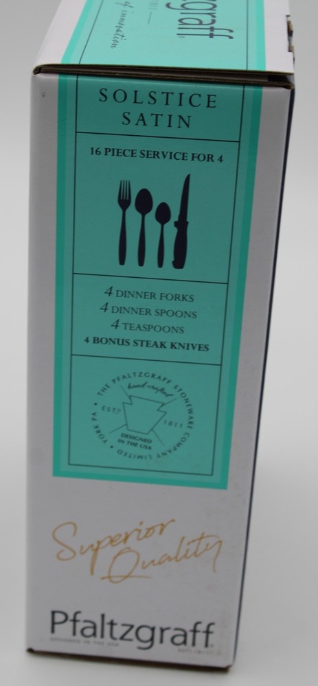 NIB Pfaltzgraff Solstice Satan 16 Piece Flatware Silverware NEW