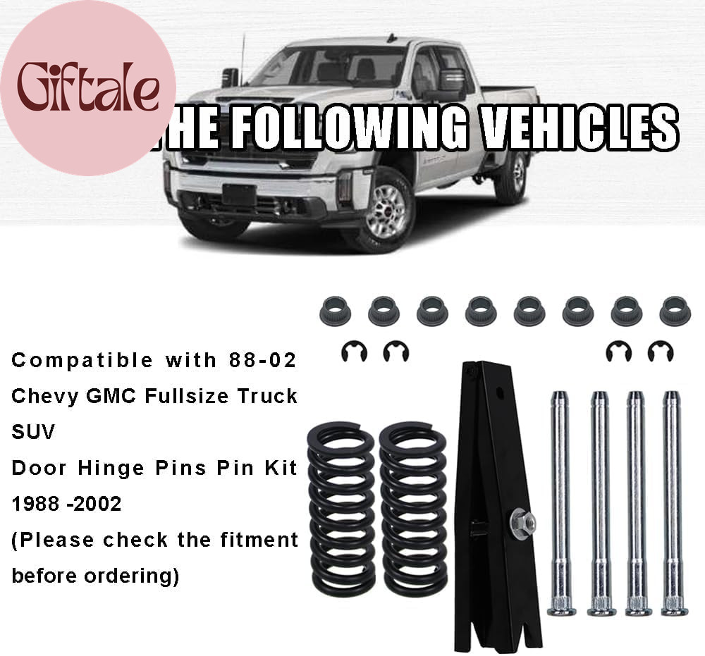 Complete Door Hinge Repair Kit for Chevy GMC - Includes Pin, Bushing, Spring, an