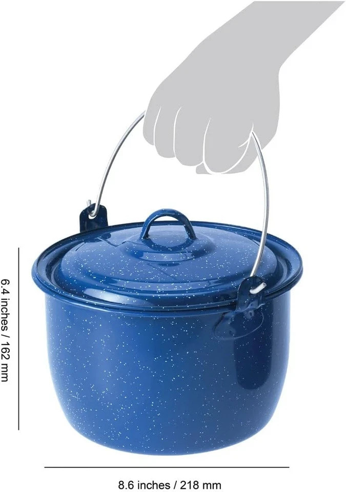 GSI Outdoors Convex Kettle for Soup, Stew, or Water Pot - Camping, Enamelware, 4