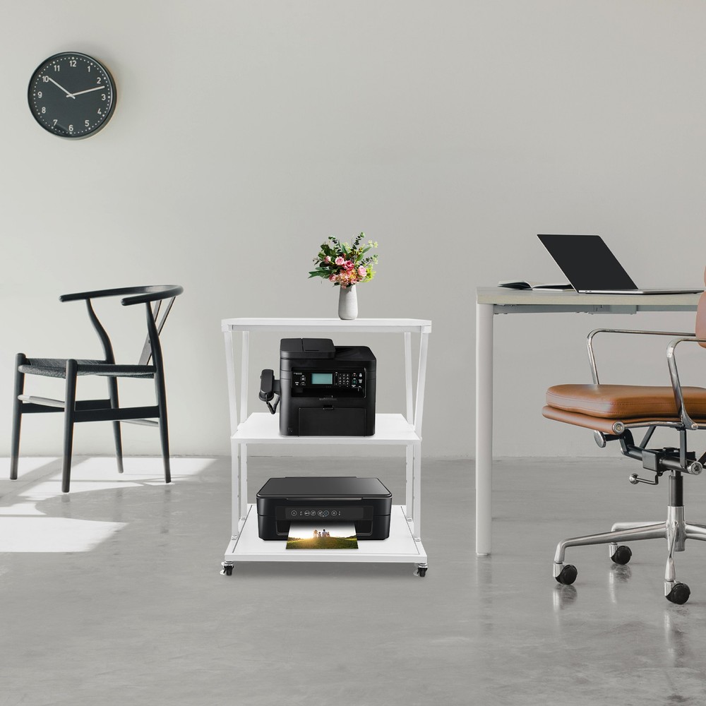 3-tier Printer Stand Printer Stand With Universal Wheels For Home/office White