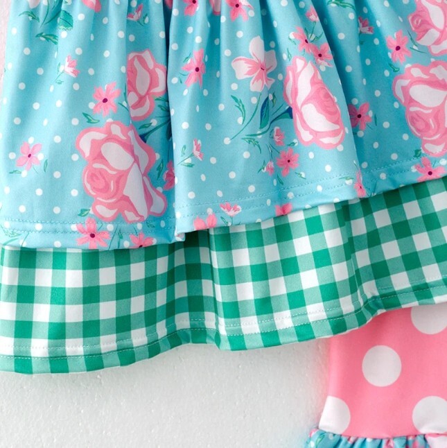 NEW Boutique Floral Tunic Dress & Ruffle Shorts Girls Outfit Set