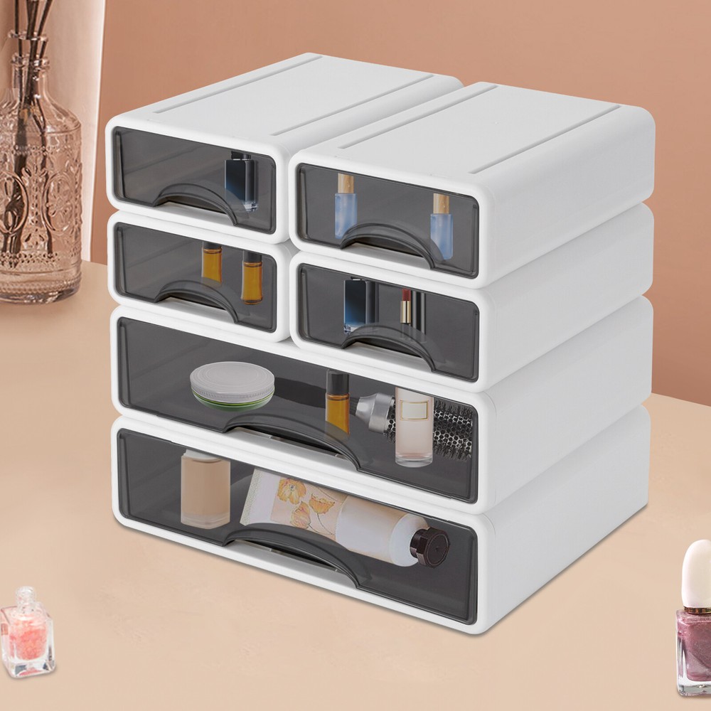 6 Drawer Office Storage Box Plastic Drawers Storage Drawers Stackable Storage