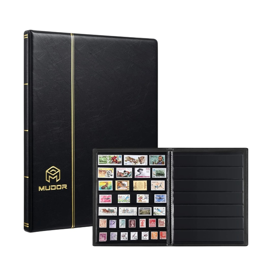 Stamp Collecting Album, 7 Rows Pockets Stamp Book for Collectors, 10 Sheets S...