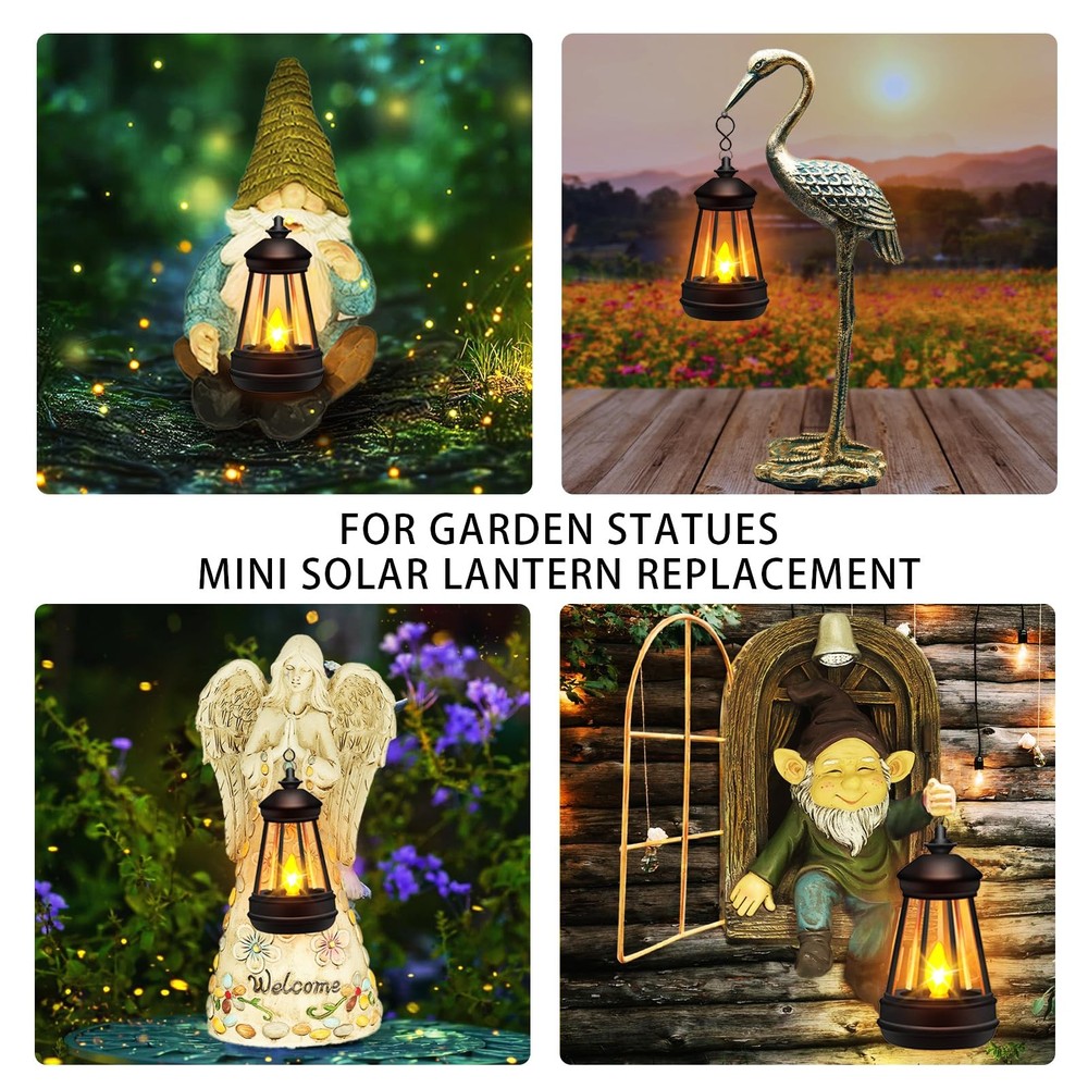 Mini Solar Lantern Lights Replacement for Outdoor Statue, Small 1 Pack, Black