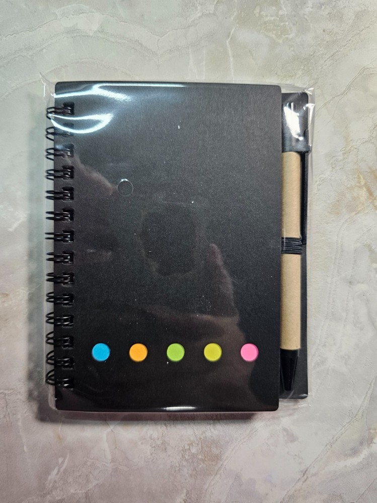2 Pack Pocket Notebooks w/ Pen & Sticky Notes Small Spiral Notepad Set