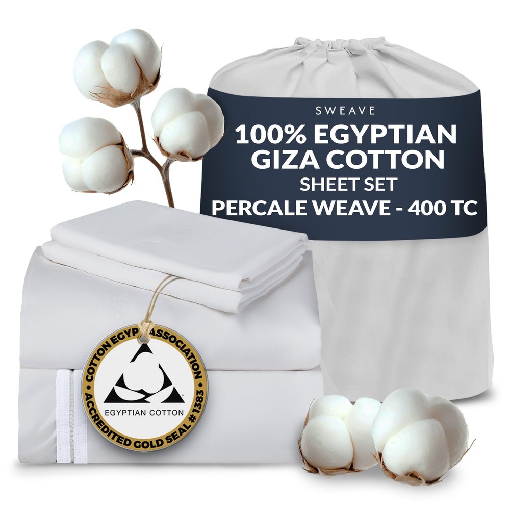 100% Egyptian Cotton Percale Sheets King Size - Genuine Luxurious 400 Thread ...
