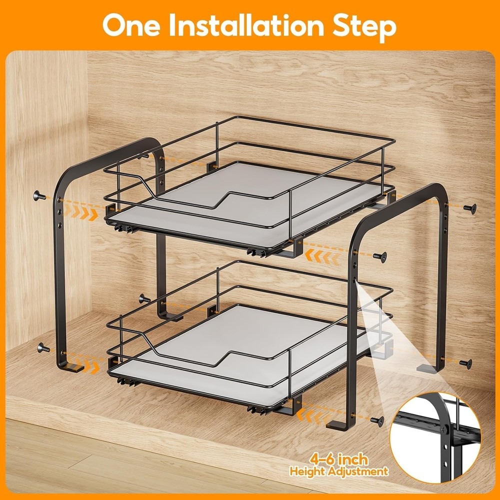 Spice Rack Organizer for Cabinet, 2 Tier Vertical Pull Out Spice Rack – Heavy...
