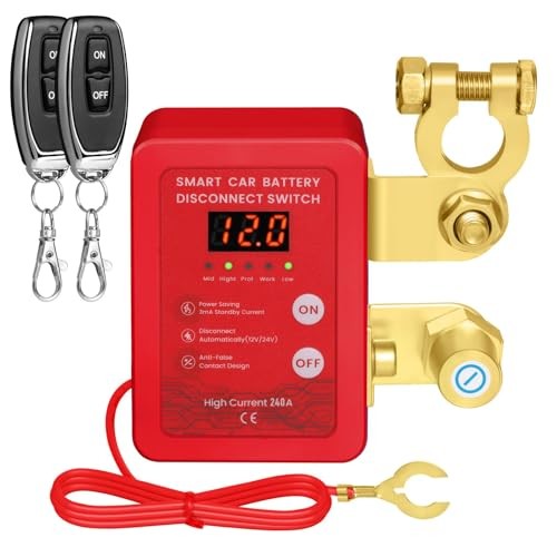 Kill Switch for Car - Remote Battery Disconnect Switch 12v, 240A, Upgrade red