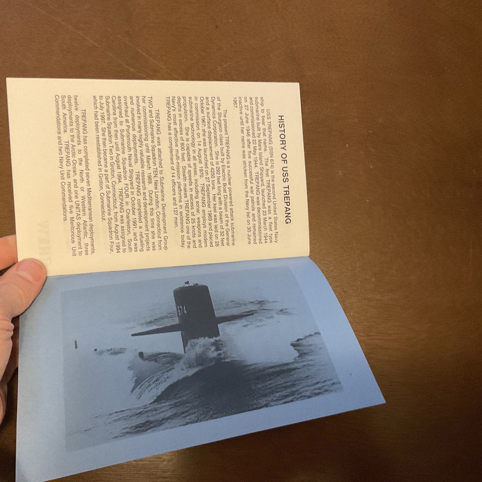 1998 Change of Command Ceremony USS TREPANG SSN 674 Handout Pamphlet Vintage