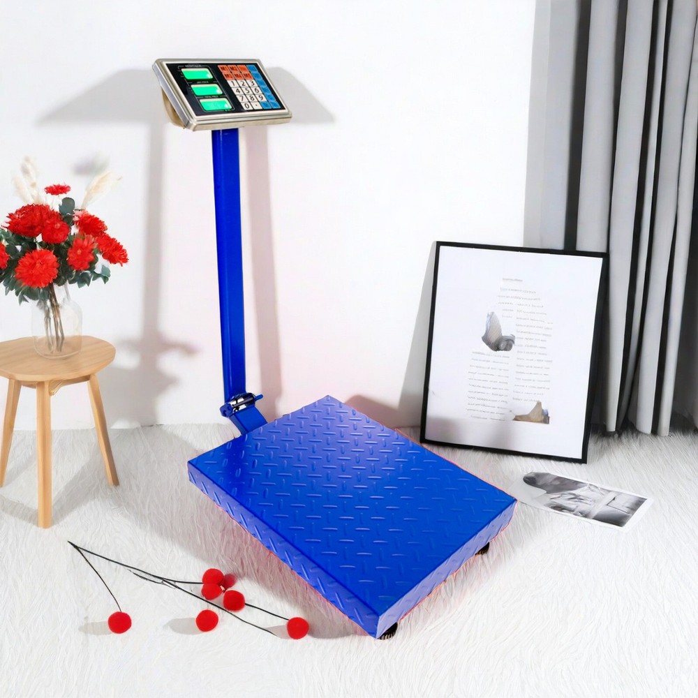Digital Platform Scale - LCD Display, 300kg/660lbs Capacity, kg/lb Switch & Blue