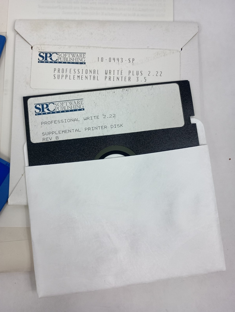 Vintage 1990 SPC Professional Write 2.2 Word Processing Software 3.5 5.25" Disks