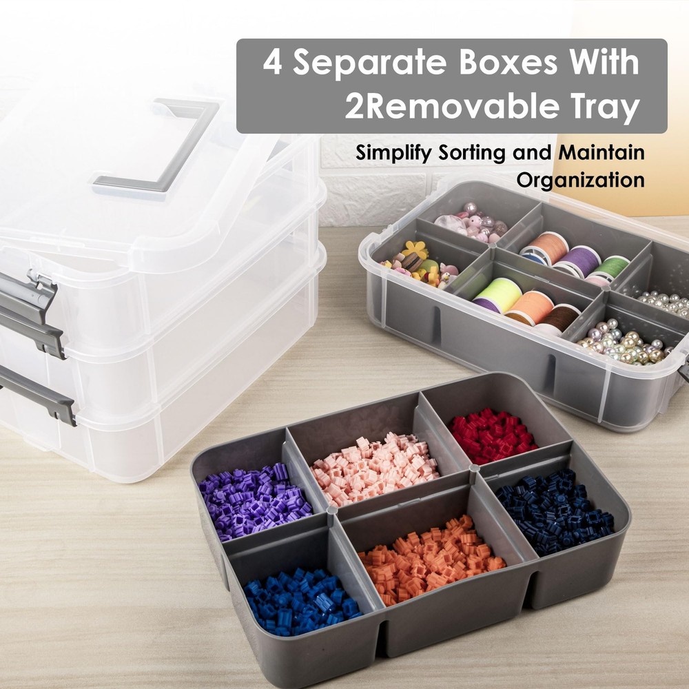 Grey&White Modern Plastic Storage - 4-Layer Durable Craft Storage Containers ...