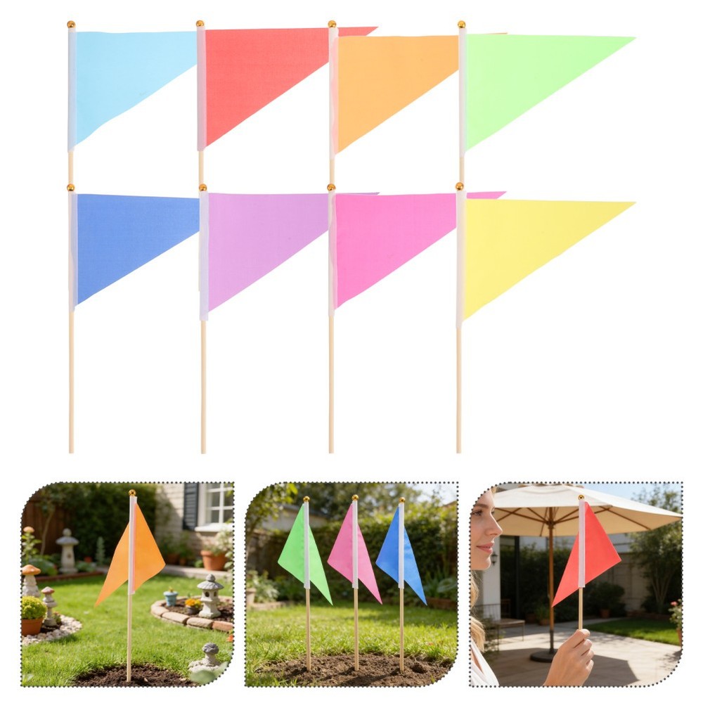16pcs Triangular Marking Flags, Lawn Marker Flags High Visibility for Lawn and