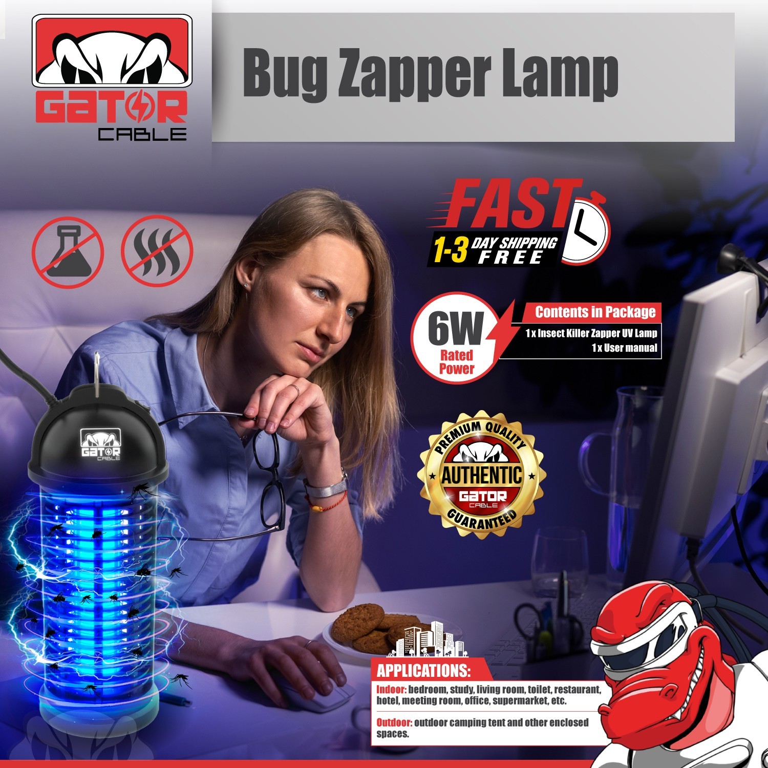 Electric Mosquito Insect Fly Bug Zapper Killer LED Light Trap Pest Control Lamp