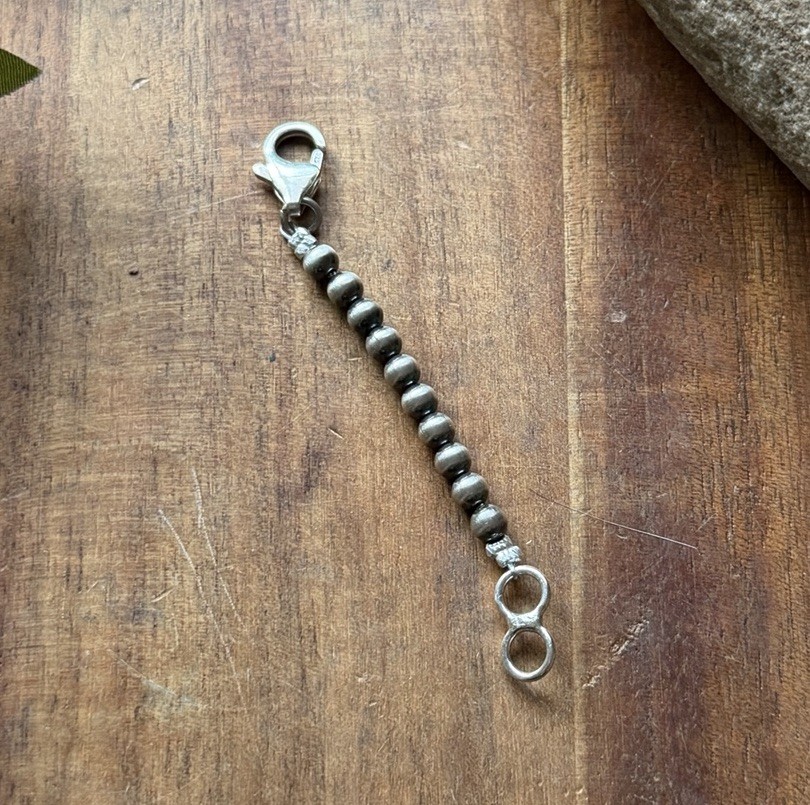 Necklace Chain Extender Sterling Silver Pearls Bead 4mm 2 Inch Lobster Clasp