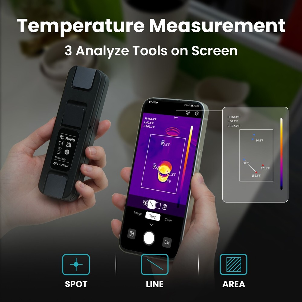 LAUREII IR Resolution Thermal Camera Wireless Temperature Imager Camera Handheld