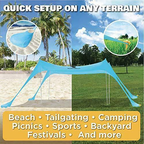 SUN NINJA Pop Up Beach Tent Sun Shelter UPF50+,Ground Pegs and Stability Poles